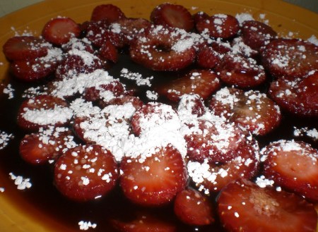 Slap some sugar, lemon, balsamic, then put them balls on it!