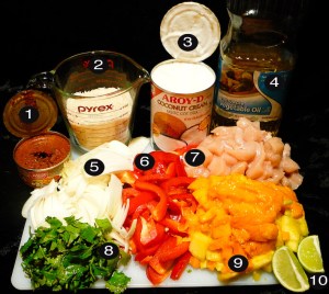 mango chicken curry prep