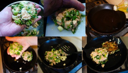 huge tuna burger pat grill