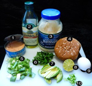 huge tuna burger prep