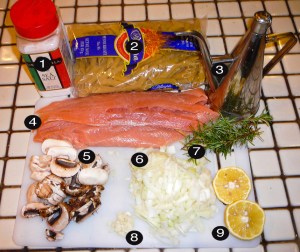 salmon pasta prep