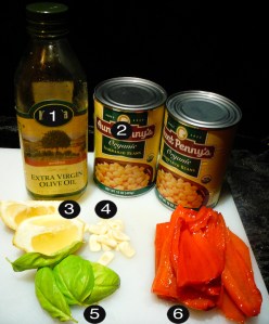 roasted red pepper hummus prep