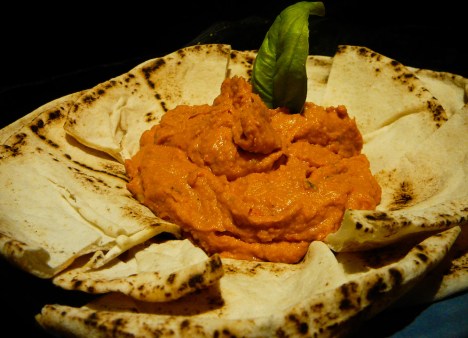 roasted red pepper hummus served