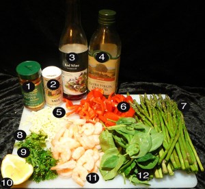 shrimp asparagus salad prep