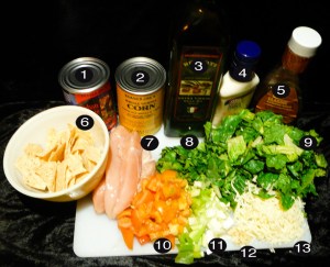 bbq chop chicken salad prep
