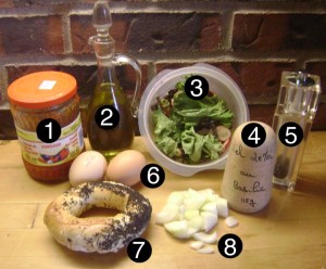 breakfast salad sinwich prep