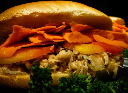 The man in the black pajamas makes a mean sandwich. Don't flavor with napalm!