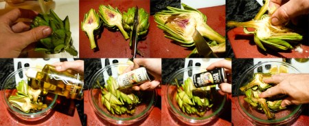 roast artichoke cut marinate
