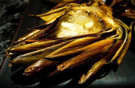 roast artichoke served