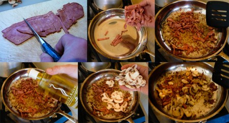 musrhoom bacon brie eggs saute