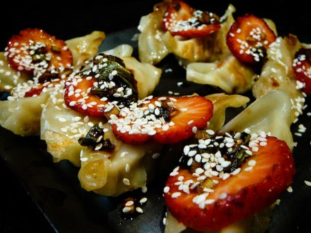 strawberry potstickers served 3