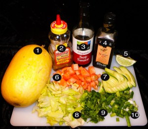 spaghetti squash salad prep
