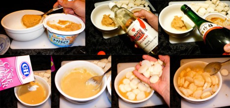 miso radish rounds marinate