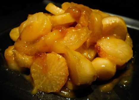 miso radish rounds served 2