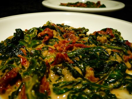 coconut spinach served